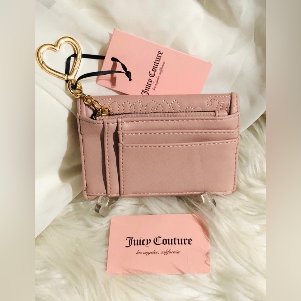Juicy Couture Blush Wallet/Billfold/Card Holder w/Heart BagCharm-Keychain! NWT!! - Picture 5 of 8